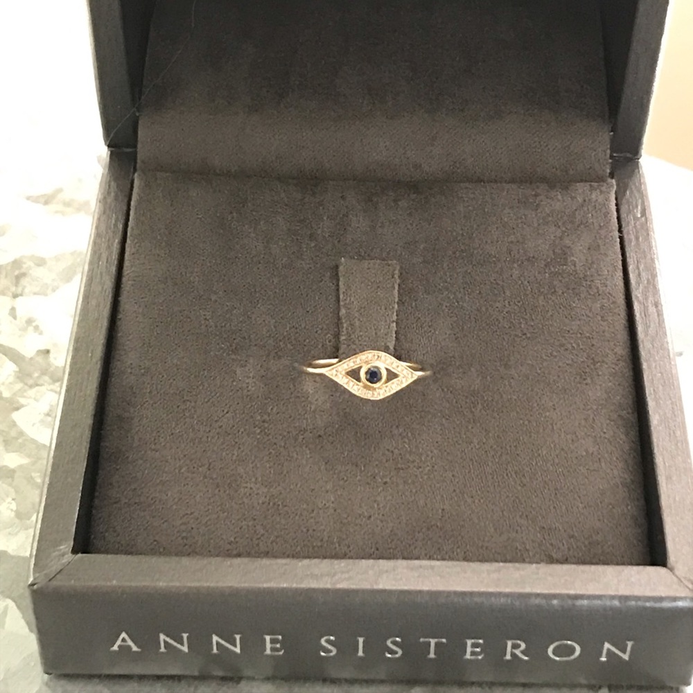 Anne Sisteron 14KT Blue Sapphire and Diamond ring